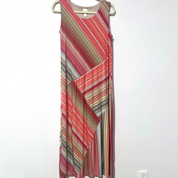 Chico's Pink Sleeveless maxi Asymmetrical pattern Sundress 1 - Picture 1 of 8
